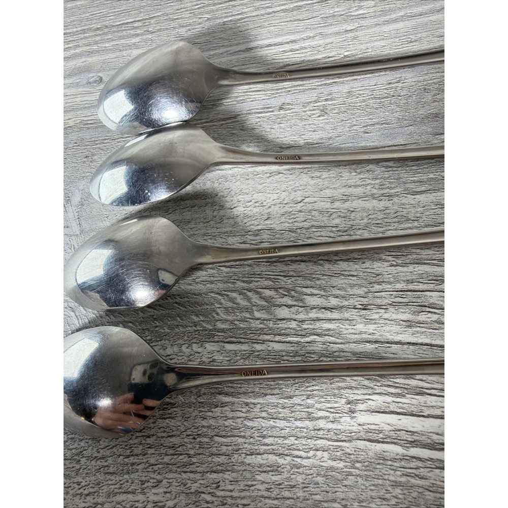 Oneida Chatelaine Set Of 4 Iced Tea Spoons Stainless Flatware Vintage 7.5" Long - Picture 6 of 9